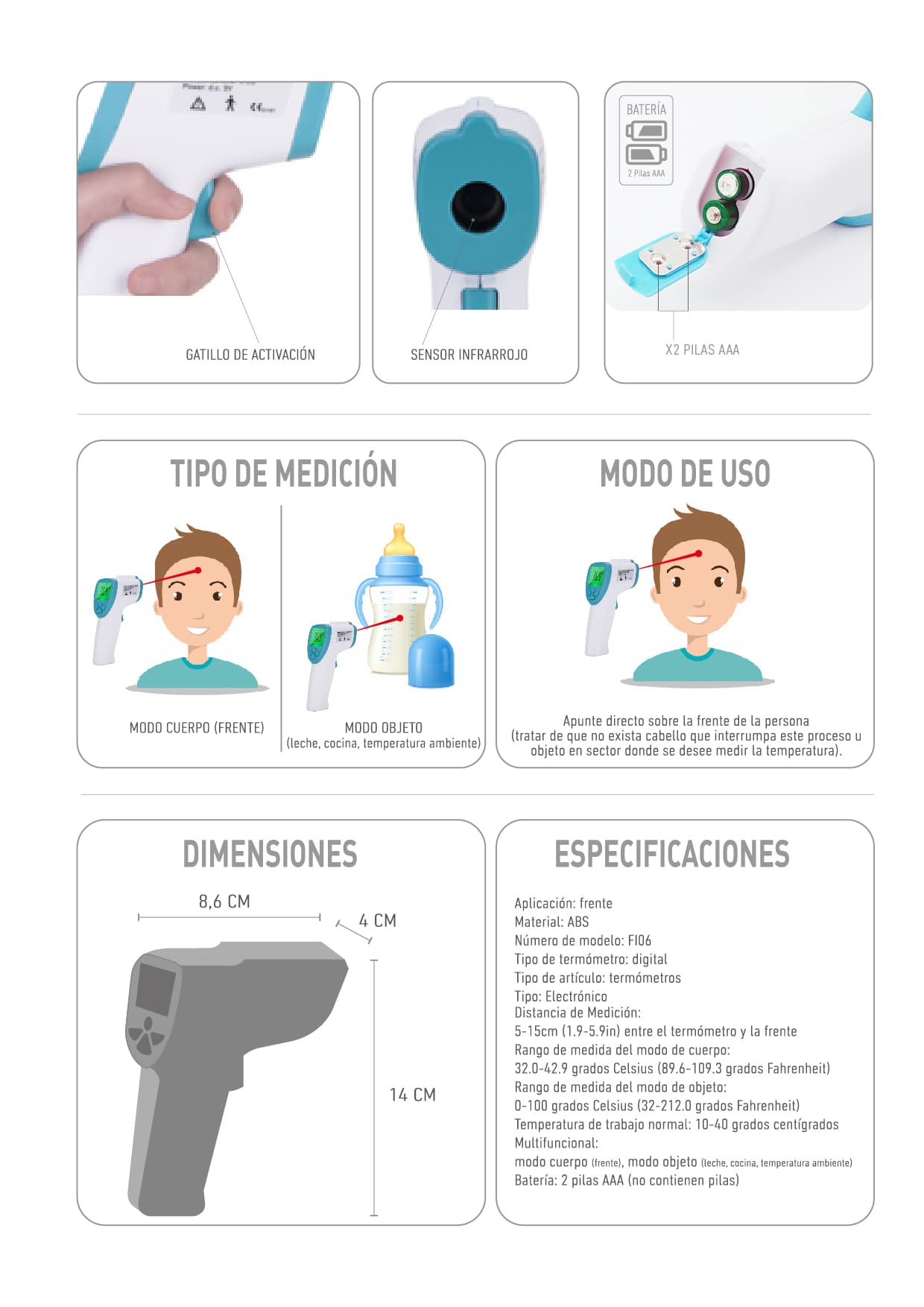 Termómetro Infrarrojo FI06 - imagen 7