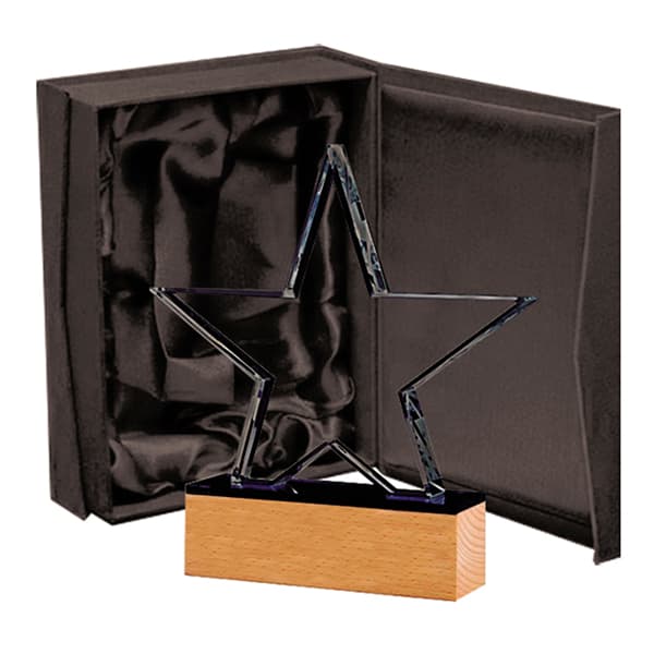 Galvano Cristal con Base de Madera BLAS 24