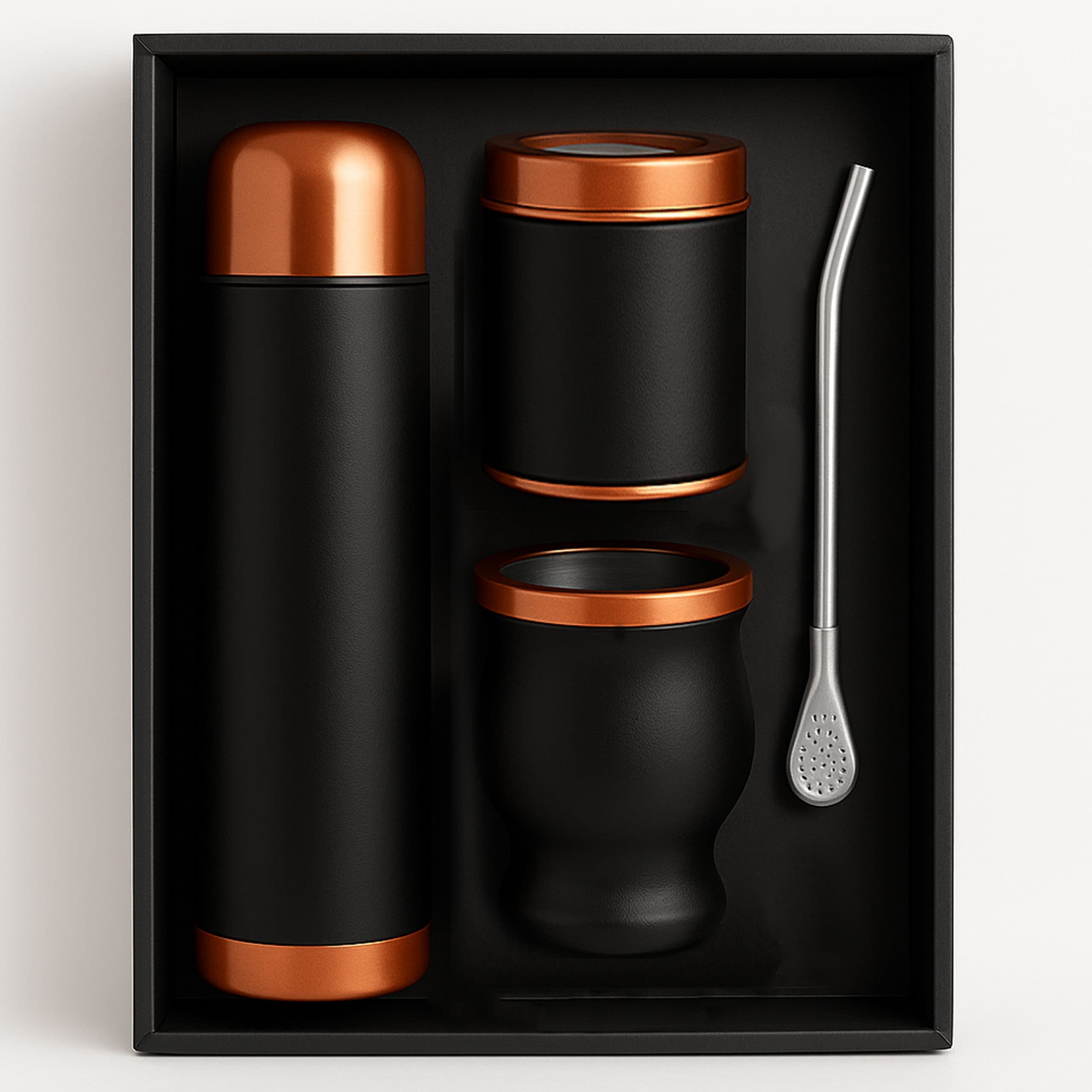 Set de Mate color Negro/Cobre con Bolso MAT02