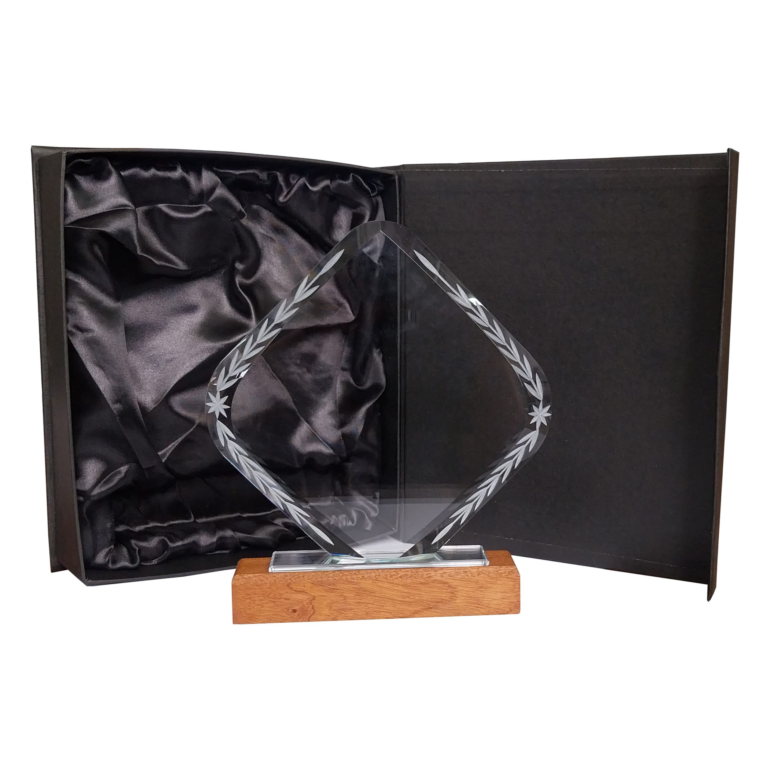 Galvano Cristal con Base de Madera BLAS 30