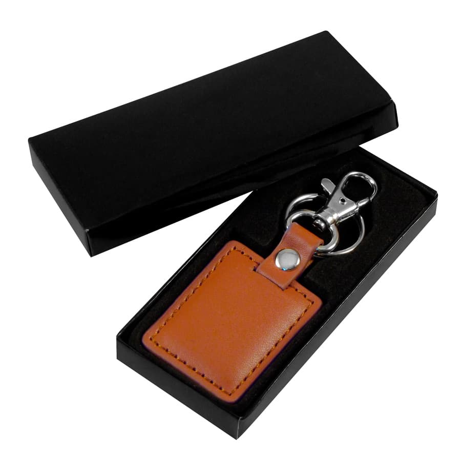 Llavero Simil Eco-cuero Café - imagen 2