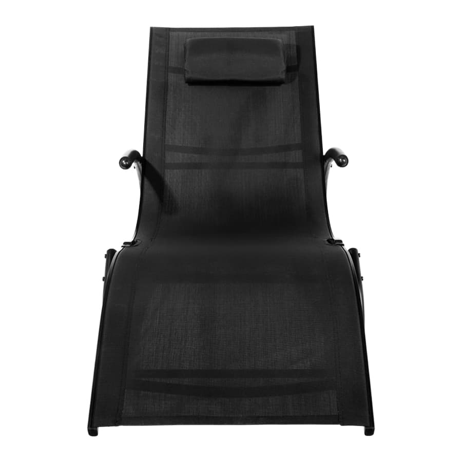 Reposera mecedora negra con apoya-brazos - imagen 2