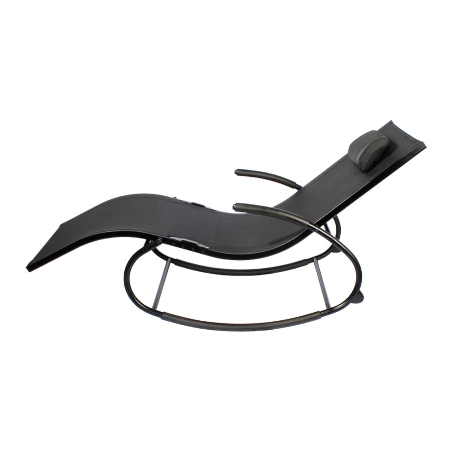 Reposera mecedora negra con apoya-brazos - imagen 3