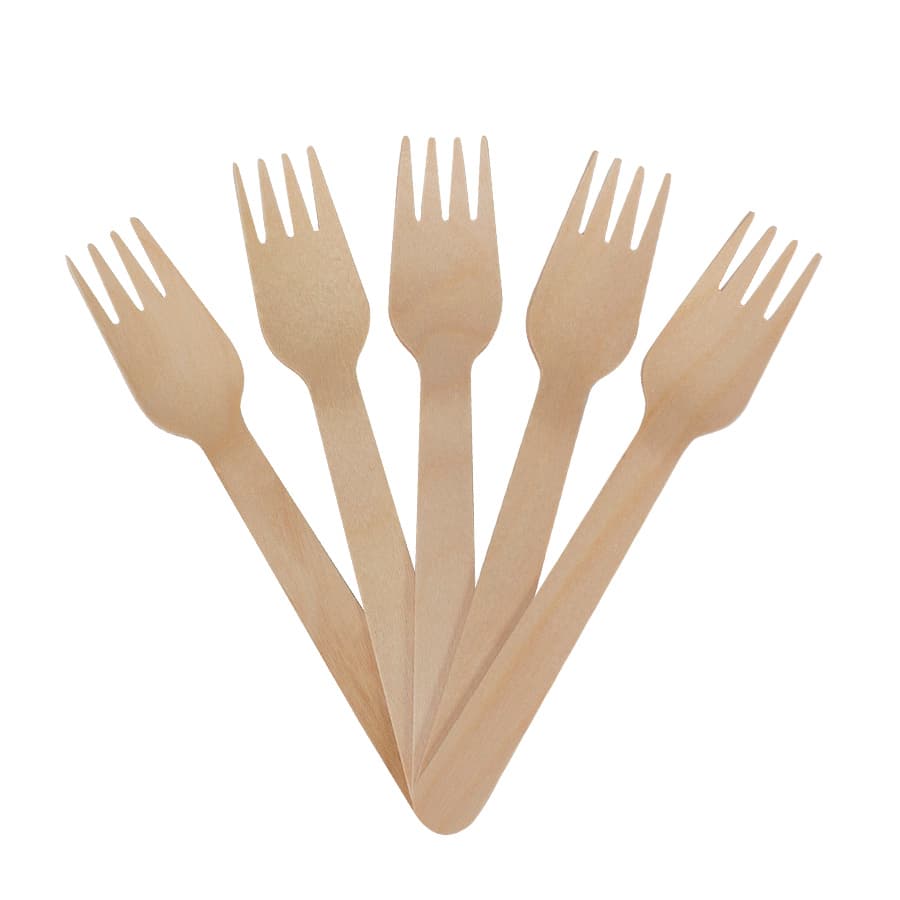 Bolsa con 100 tenedores de madera de Abedul - imagen 3