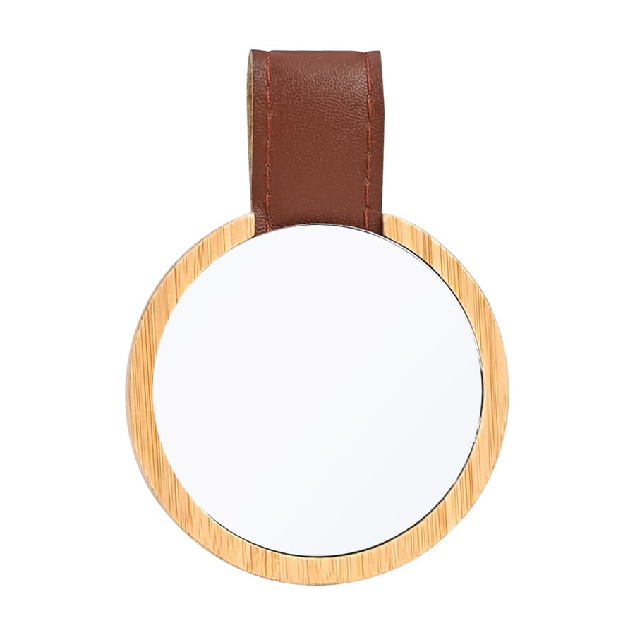 Espejo redondo de Bamboo y Eco-Cuero - imagen 2