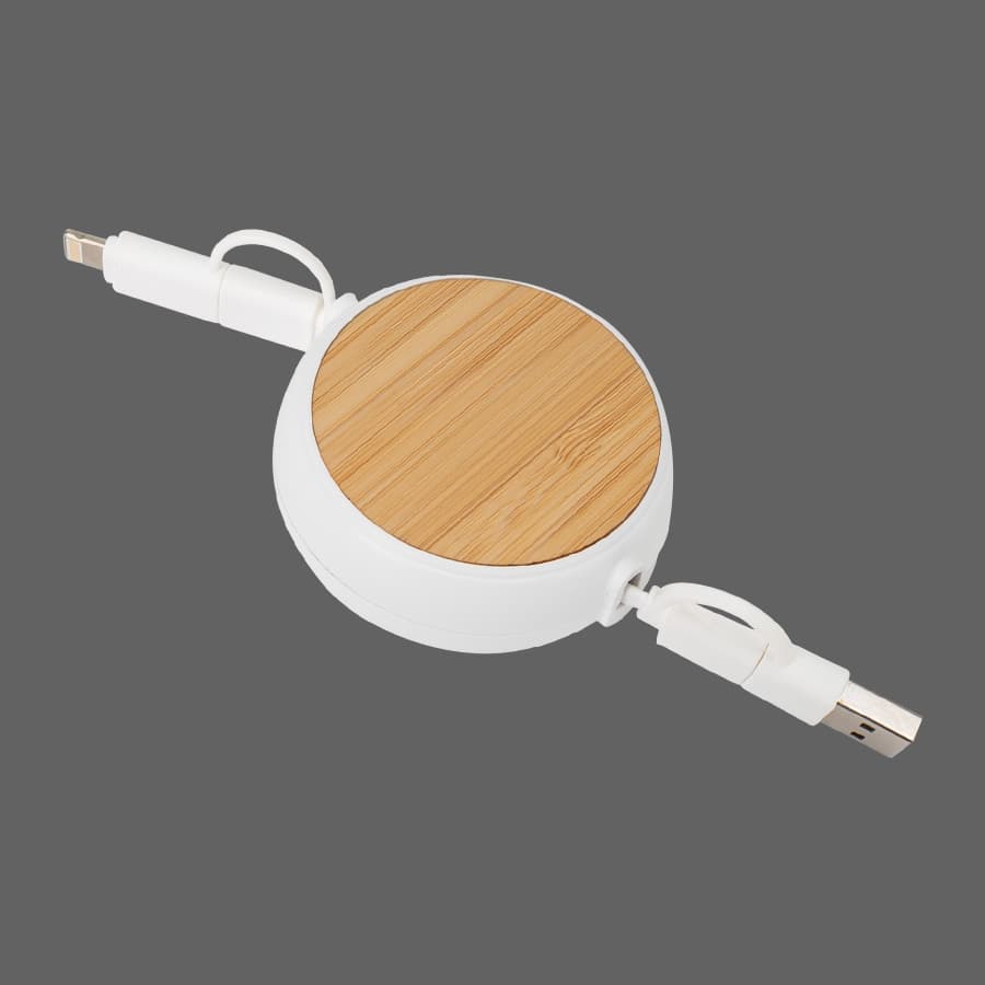 Connect Multicargador Retráctil 4 en 1 de ABS/Bamboo - imagen 2