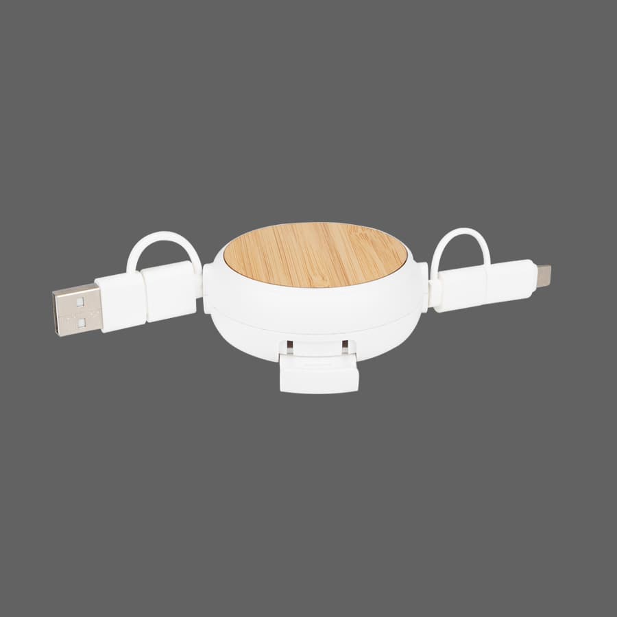 Connect Multicargador Retráctil 4 en 1 de ABS/Bamboo - imagen 4