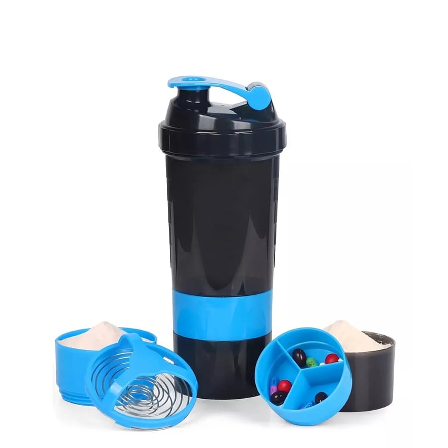 Vaso Gym para batidos proteína «SHAKE», con 4 compartimentos.