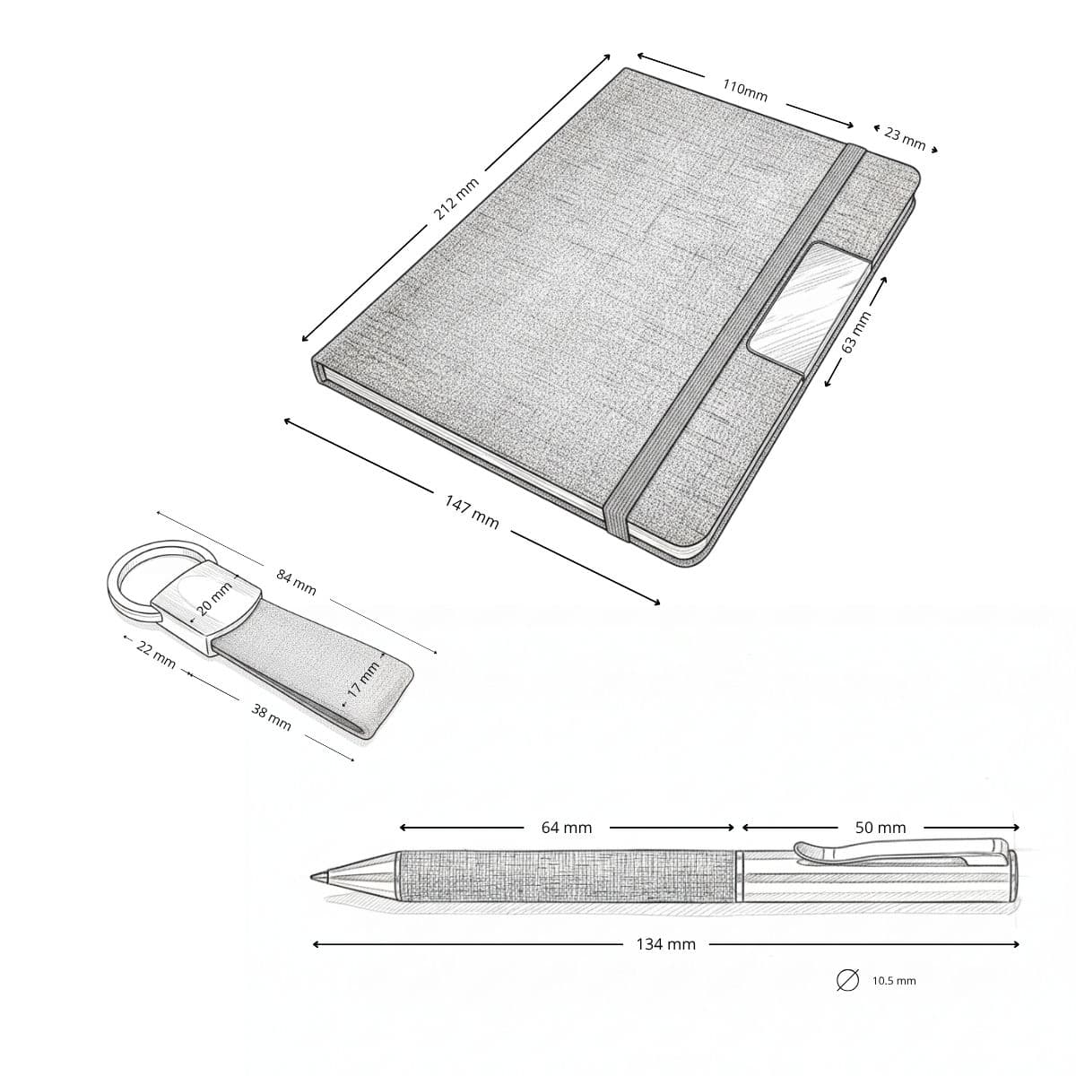 Set PARATY: Libreta de Notas, Bolígrafo y Llavero - imagen 7