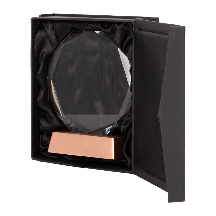 Trofeo Galvano de Cristal «RUNE» con base encobrizada. - imagen 2