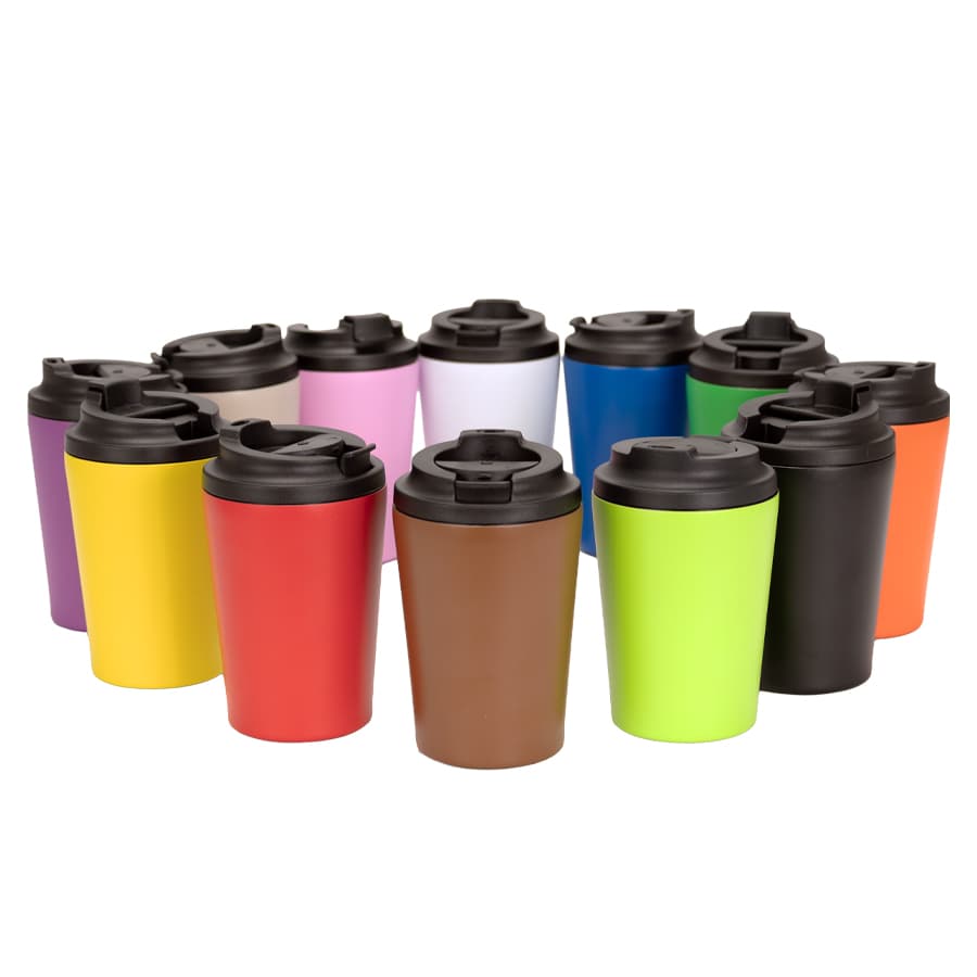 Mug térmico metálico doble pared «NORWAY» 355cc.