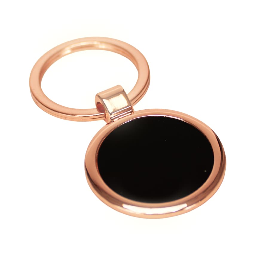 Llavero redondo encobrizado negro «PETE»